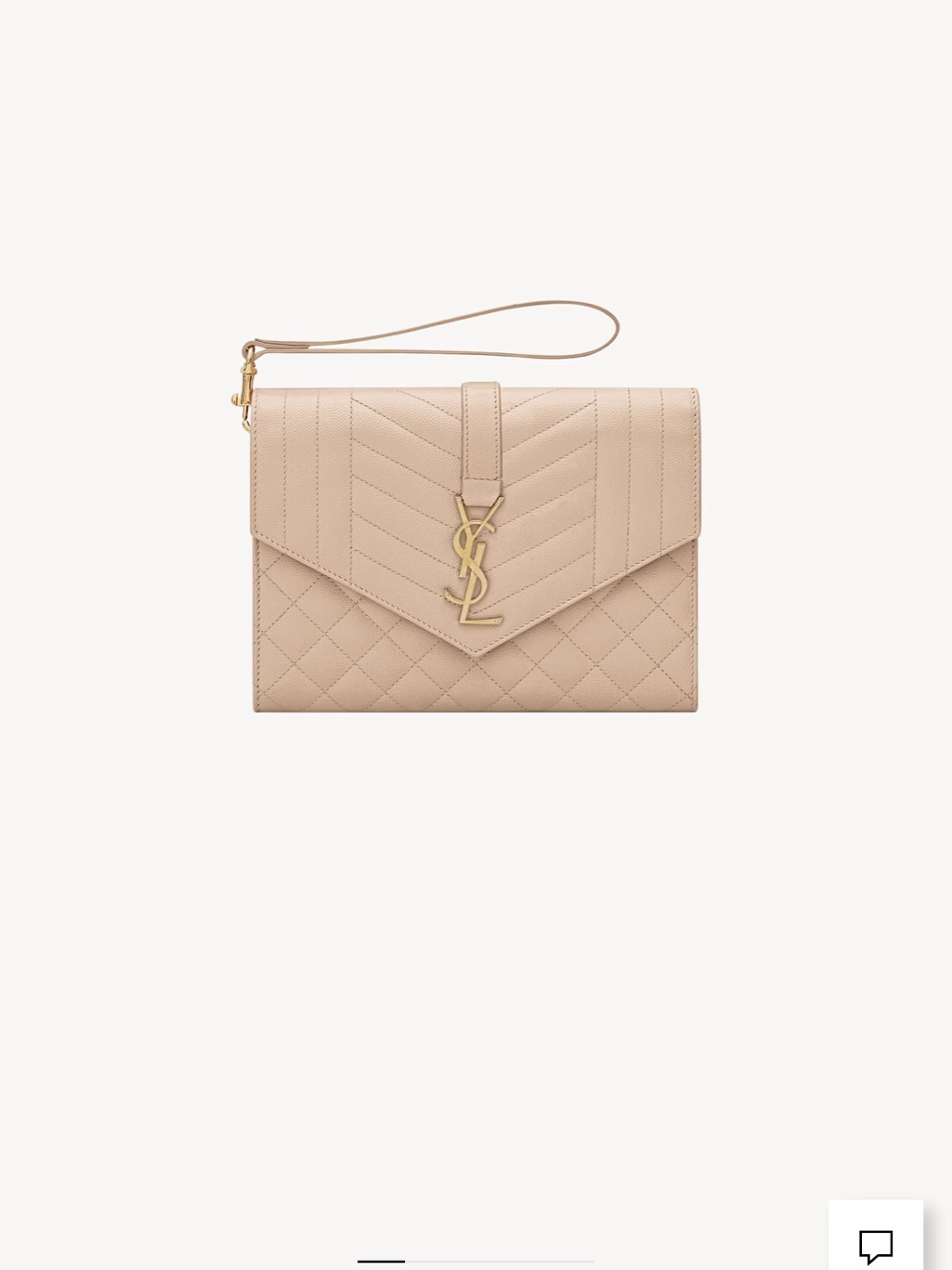 Brand New - Saint Laurent Greige Quilted Leather Envelope Wristlet With Gold Ysl